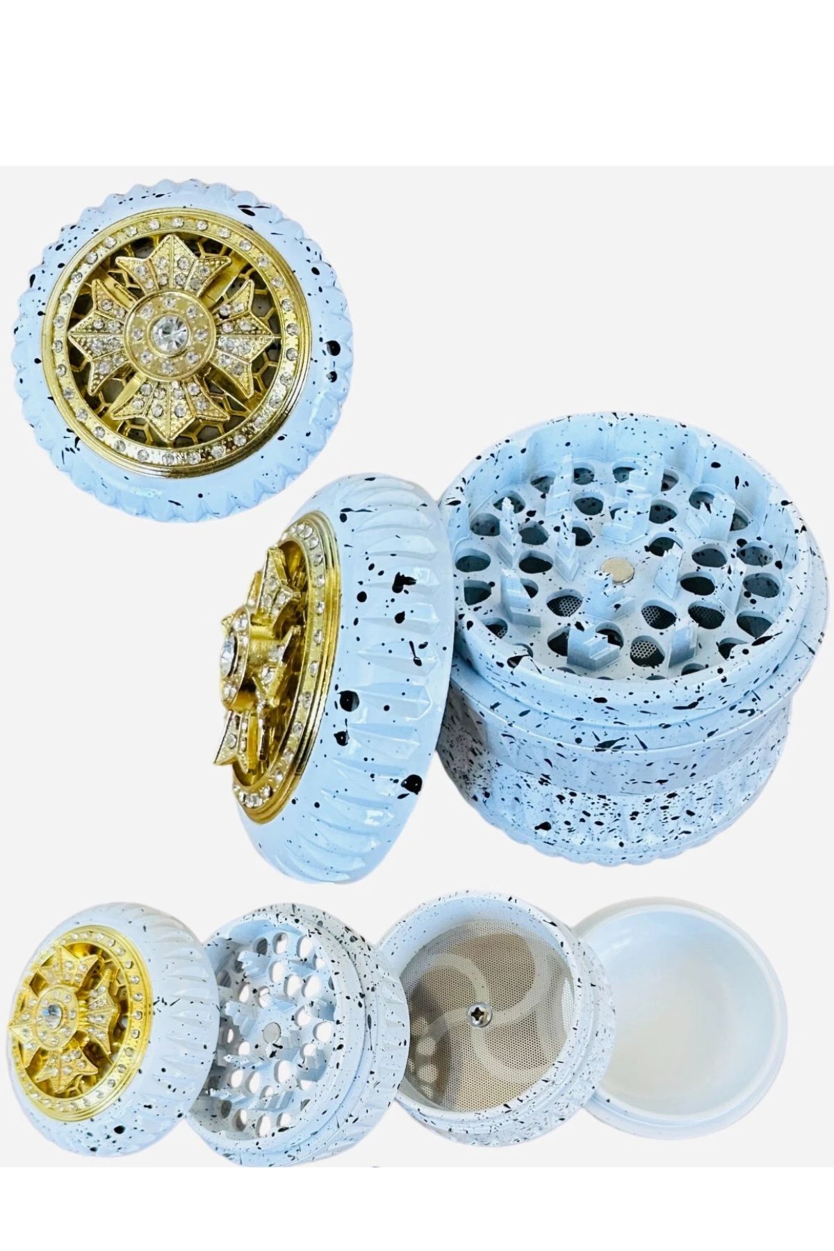 63mm Dönen Fidget Mıknatısklı Grinder Pürüzsüz Materyal Beyaz Kahve Baharat Öğütücü Parçalayıcı Manuel 4 Katmanlı - Görsel 5