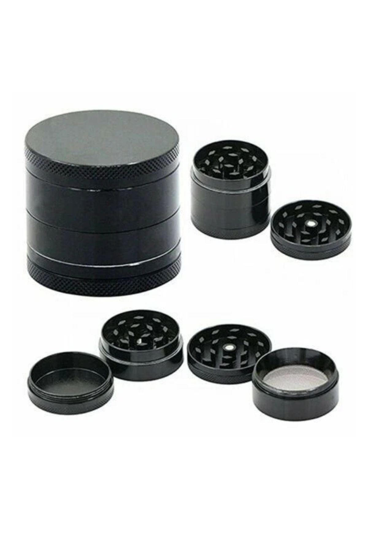 40mm Siyah Mini Grinder 4 Katmanlı Çinko Alaşım Manuel Kahve Baharat Öğütücü Parçalayıcı - Görsel 2