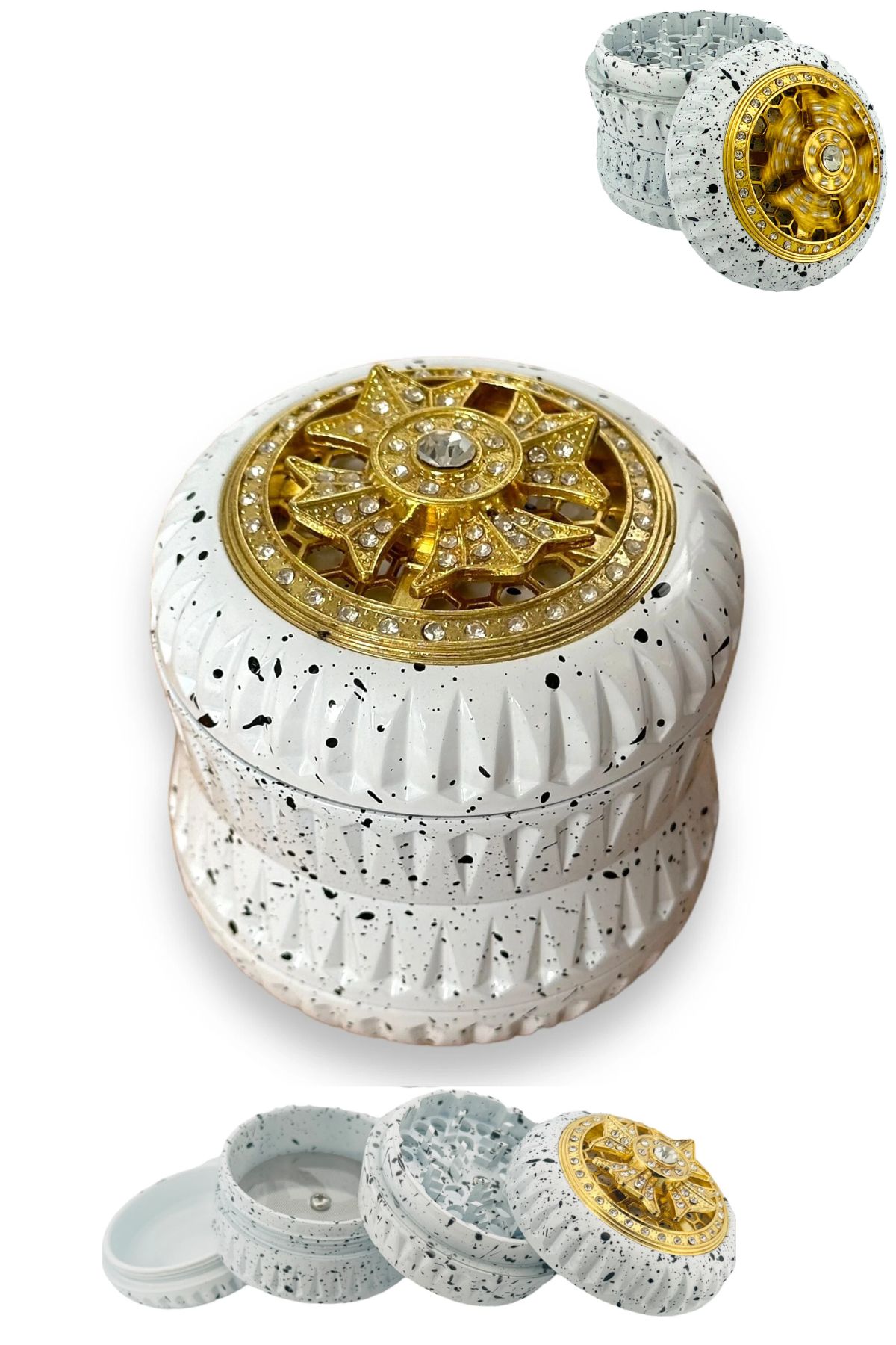 63mm Dönen Fidget Mıknatısklı Grinder Pürüzsüz Materyal Beyaz Kahve Baharat Öğütücü Parçalayıcı Manuel 4 Katmanlı - Görsel 2