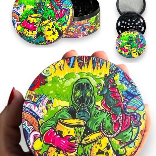 100mm Toxic Tasarım XL Grinder Premium 4 Katmanlı Geniş Hazne Manuel Kahve Baharat Öğütücü Parçalayıcı Büyük Boy