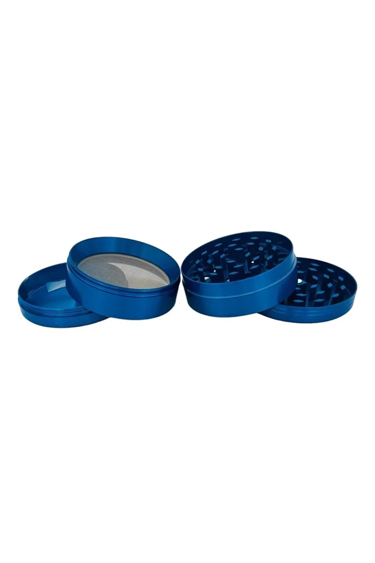 63mm Mavi Grinder Premium 4 Katmanlı Çinko Alaşım Manuel Kahve Baharat Öğütücü Parçalayıcı - Görsel 4