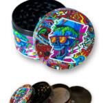 63mm Kurukafa Desenli Grinder Premium 4 Katmanlı Çinko Alaşım Manuel Kahve Baharat Öğütücü Parçalayıcı