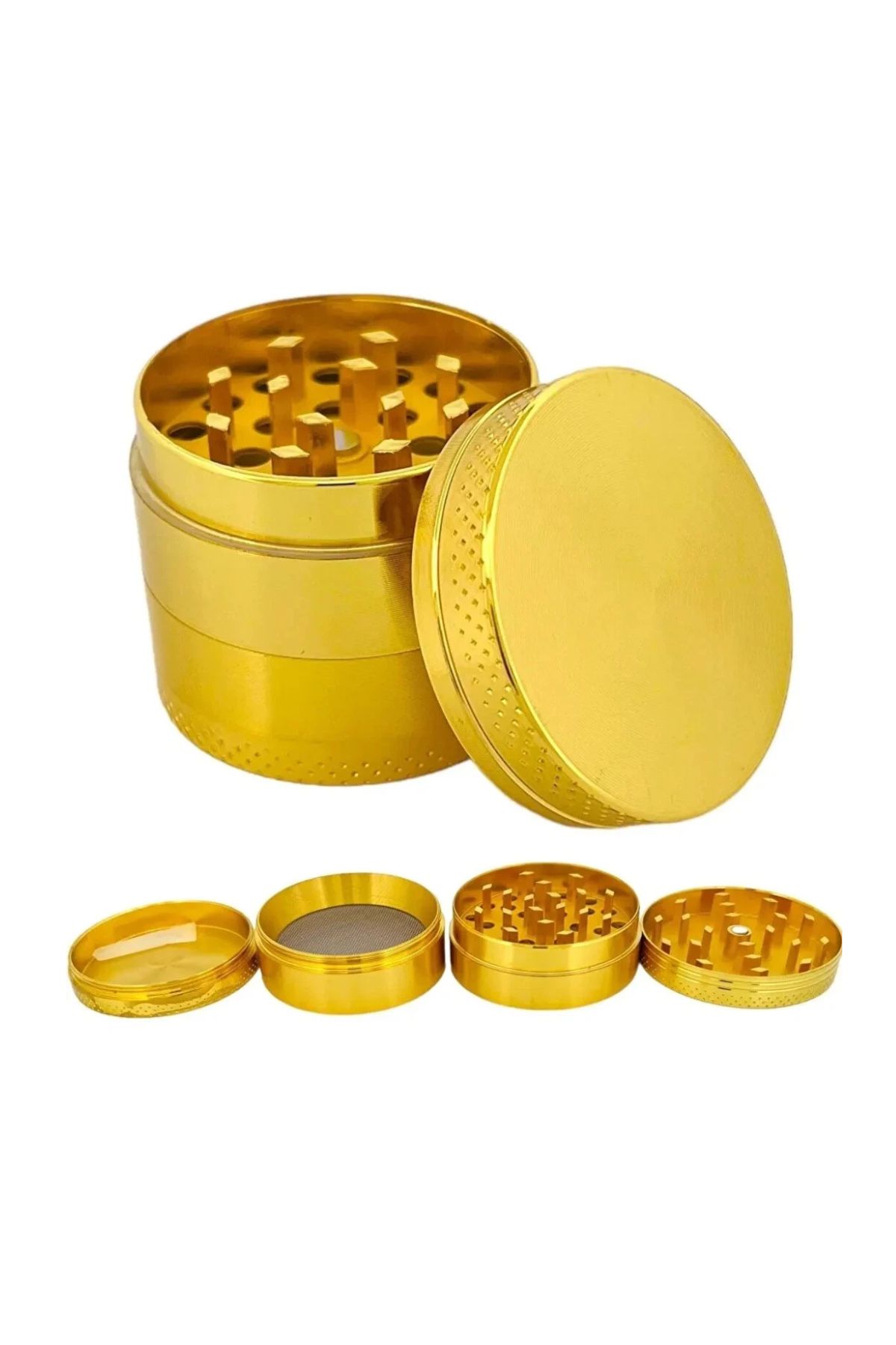 40mm Gold Mini Grinder 4 Katmanlı Çinko Alaşım Manuel Kahve Baharat Öğütücü Parçalayıcı - Görsel 3