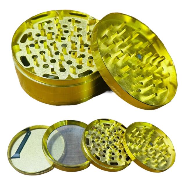 100mm Gold XL Grinder Premium 4 Katmanlı Geniş Hazne Manuel Kahve Baharat Öğütücü Parçalayıcı Büyük Boy