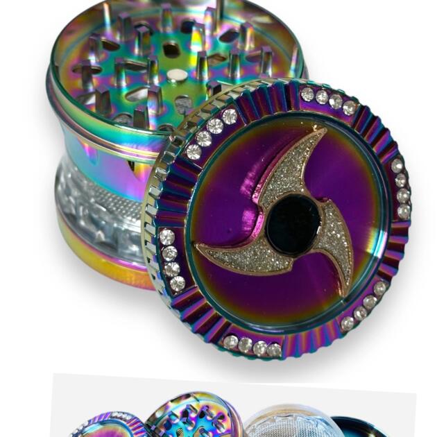 63mm Çok Renkli Parıltılı 4 Katmanlı Premium Grinder Manuel Kahve Baharat Öğütücü Parçalayıcı