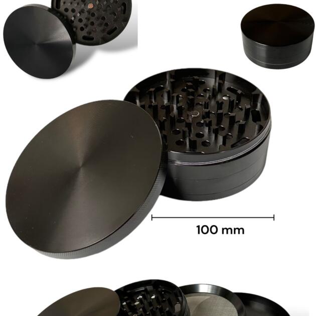 100mm Siyah XL Grinder Çinko AlaşımPremium 4 Katmanlı Geniş Hazne Manuel Kahve Baharat Öğütücü Parçalayıcı Büyük Boy