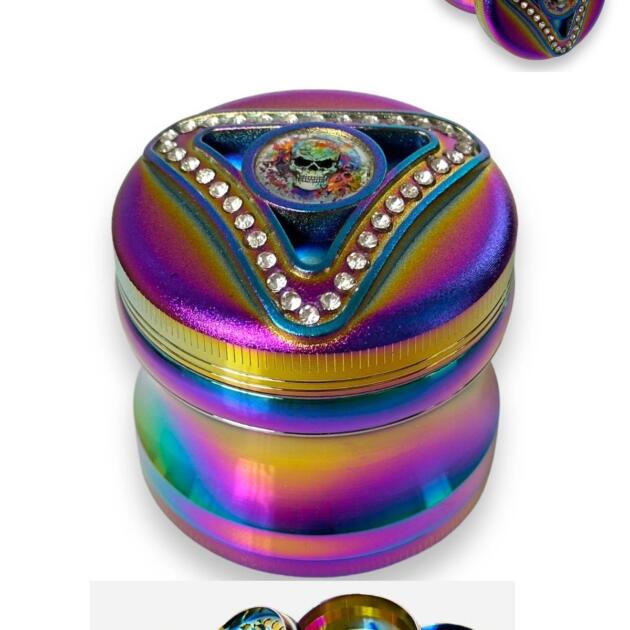 63mm Çok RenkliUzaylı/Kurukafa (karışık) 5 Katmanlı Premium Grinder Manuel Kahve Baharat Öğütücü Parçalayıcı 4  Katmanlı