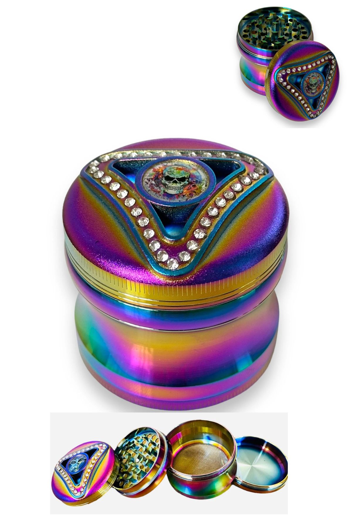 63mm Çok RenkliUzaylı/Kurukafa (karışık) 5 Katmanlı Premium Grinder Manuel Kahve Baharat Öğütücü Parçalayıcı 4 Katmanlı - Görsel 2
