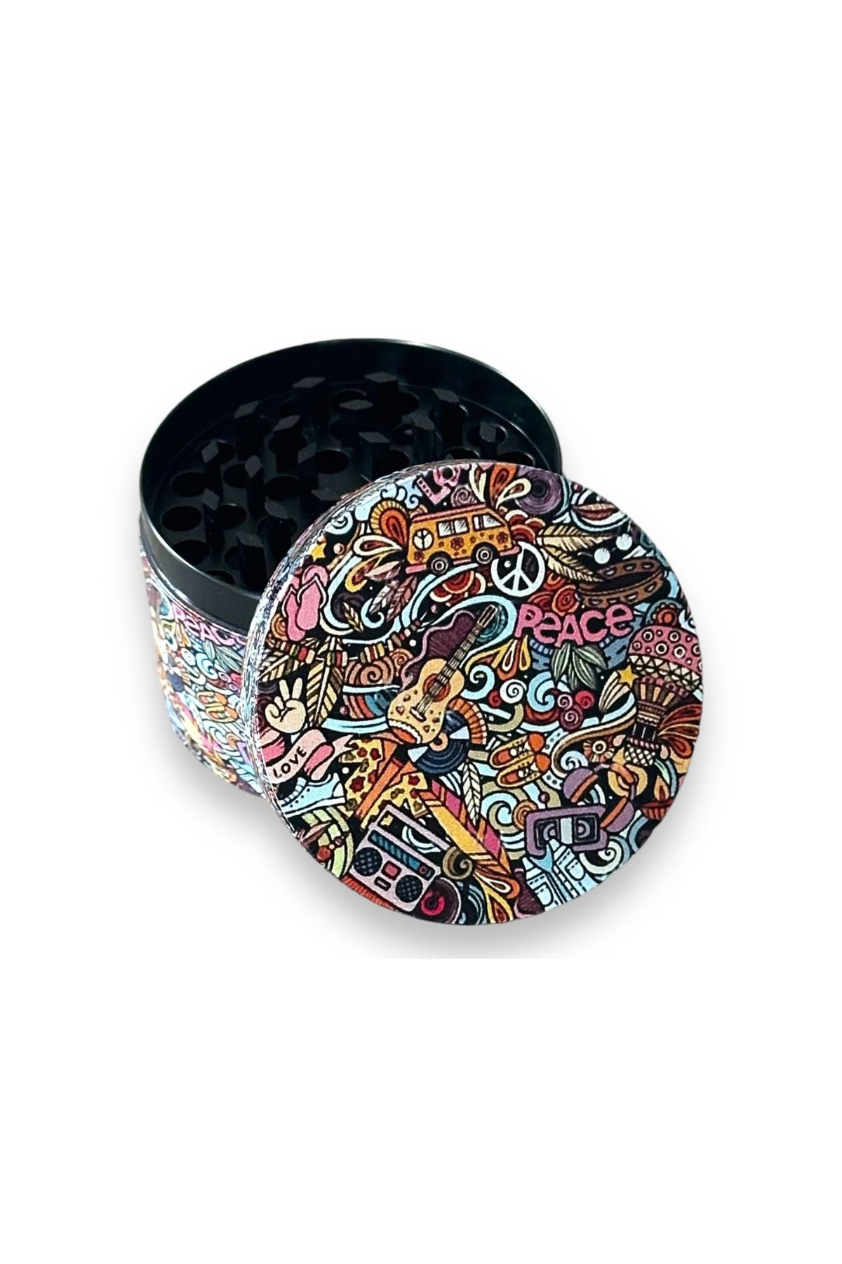 63mm Desenli Grinder Premium 4 Katmanlı Çinko Alaşım Manuel Kahve Baharat Öğütücü Parçalayıcı - Görsel 3