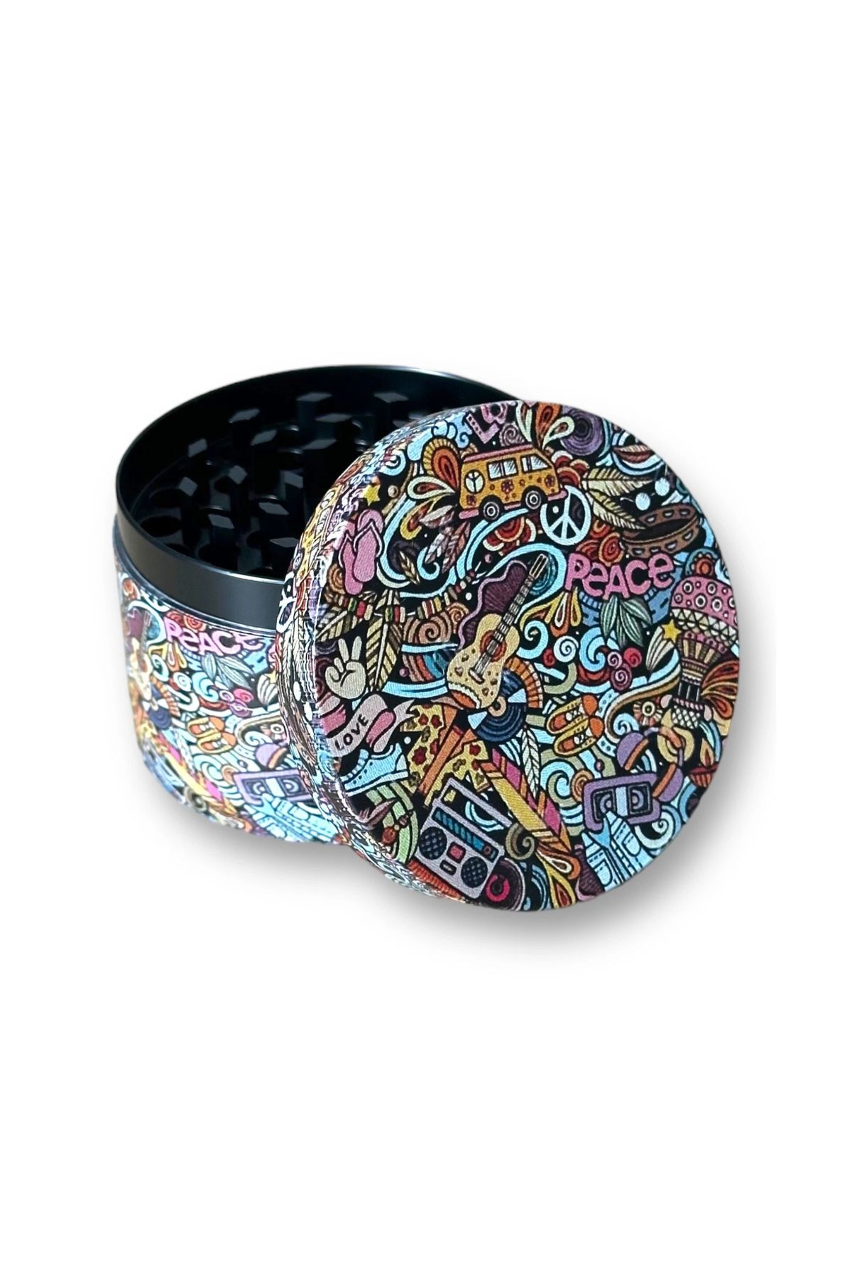 63mm Desenli Grinder Premium 4 Katmanlı Çinko Alaşım Manuel Kahve Baharat Öğütücü Parçalayıcı - Görsel 4