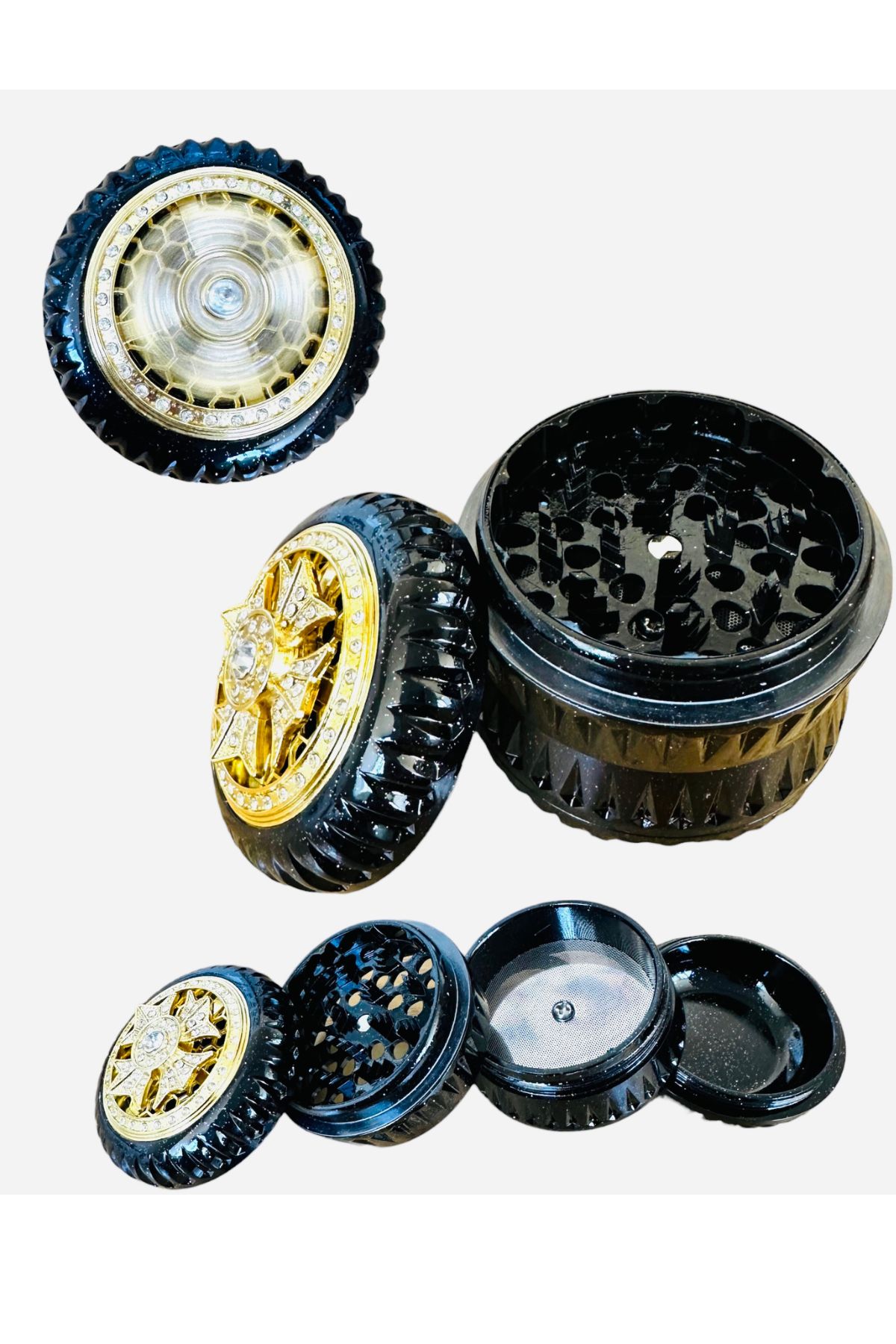 63mm Dönen Fidget Mıknatısklı Pürüzsüz Materyal Siyah Kahve Baharat Öğütücü Parçalayıcı Manuel 4 Katmanlı - Görsel 3