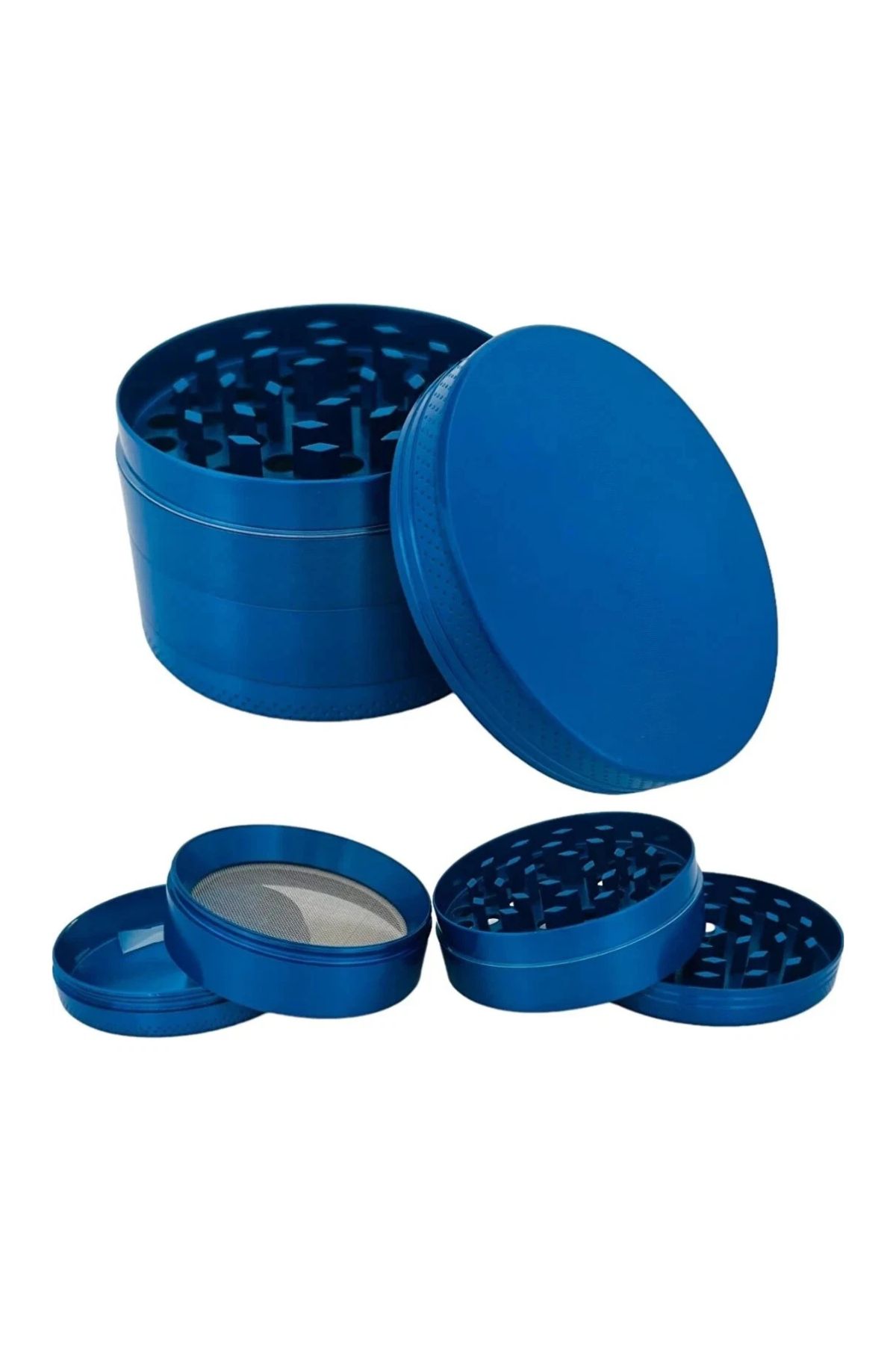 63mm Mavi Grinder Premium 4 Katmanlı Çinko Alaşım Manuel Kahve Baharat Öğütücü Parçalayıcı - Görsel 5