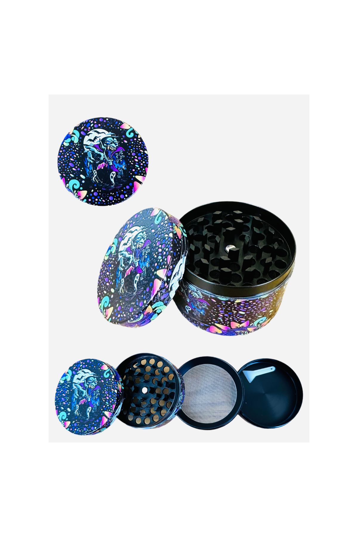 63mm Desenli Grinder Premium 4 Katmanlı Çinko Alaşım Manuel Kahve Baharat Öğütücü Parçalayıcı - Görsel 2
