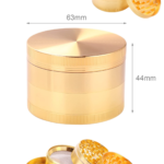 63mm Gold Grinder Premium 4 Katmanlı Çinko Alaşım Manuel Kahve Baharat Öğütücü Parçalayıcı