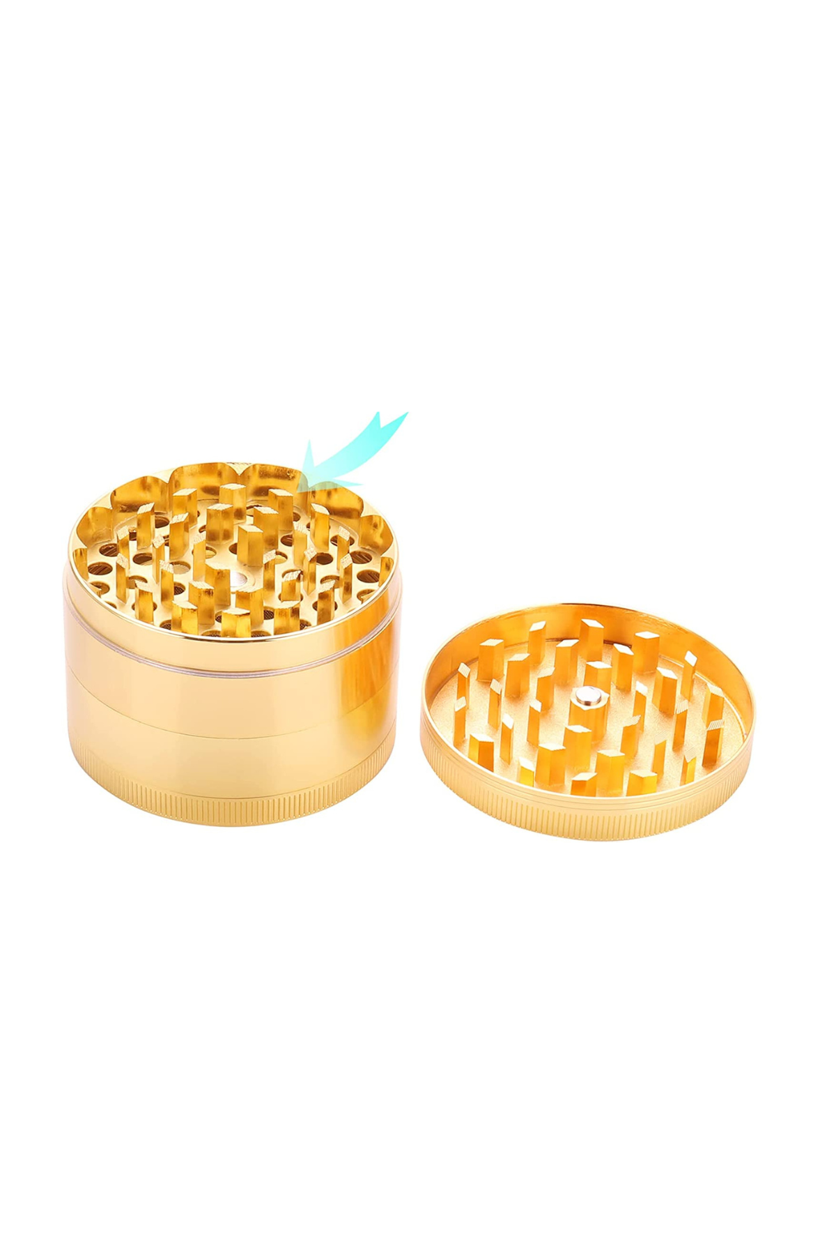 63mm Gold Grinder Premium 4 Katmanlı Çinko Alaşım Manuel Kahve Baharat Öğütücü Parçalayıcı - Görsel 4