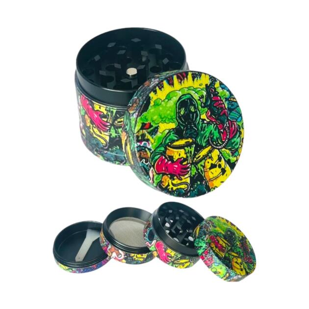 40mm Toxic Tasarım Grinder Premium 4 Katmanlı Geniş Hazne Manuel Kahve Baharat Öğütücü Parçalayıcı