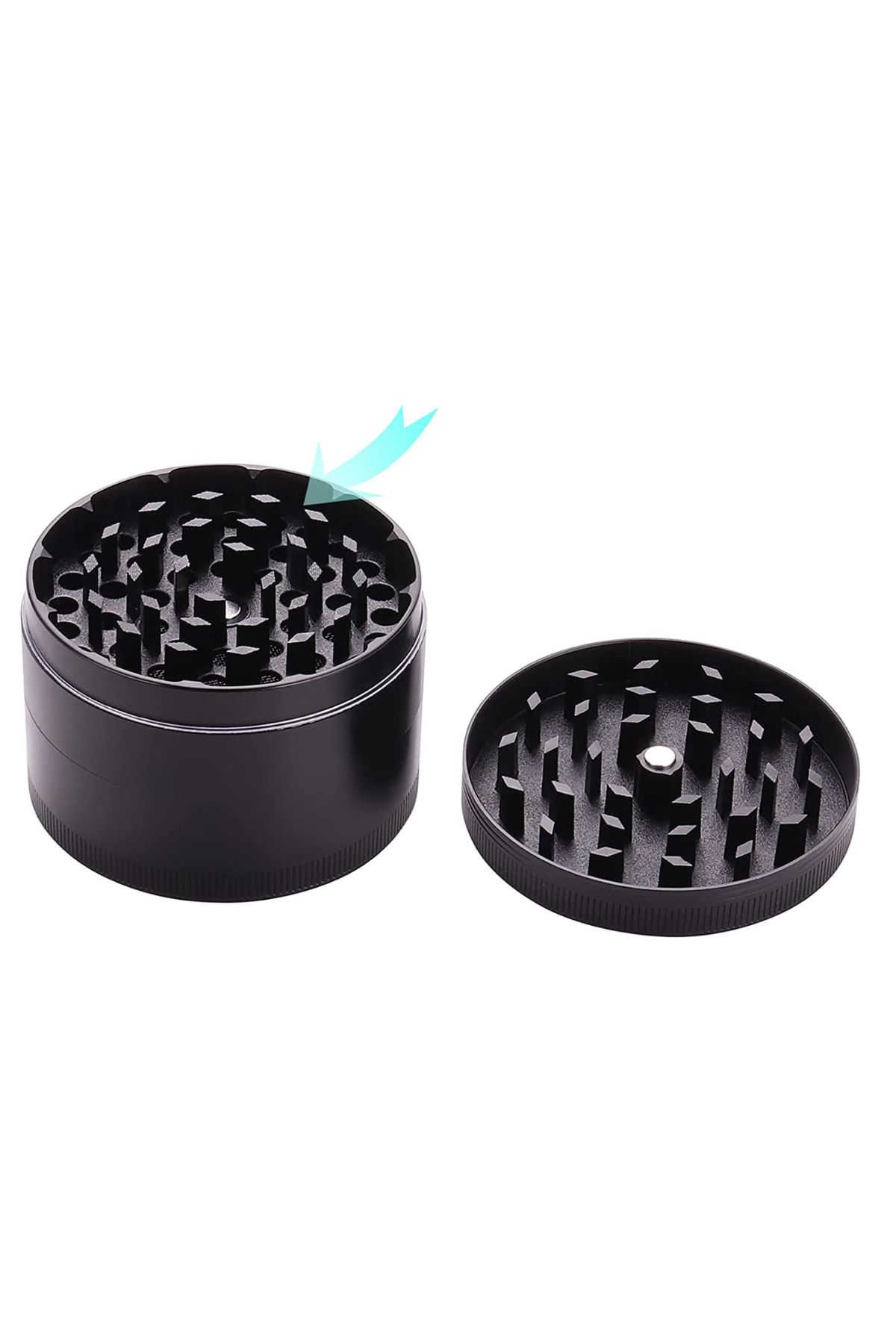 63mm Siyah Grinder Premium 4 Katmanlı Çinko Alaşım Manuel Kahve Baharat Öğütücü Parçalayıcı - Görsel 2