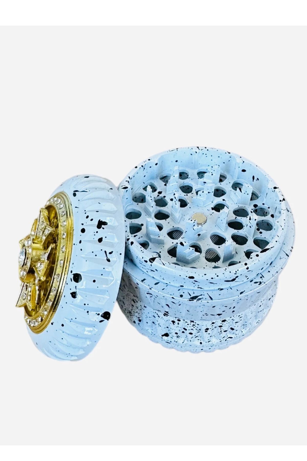 63mm Dönen Fidget Mıknatısklı Grinder Pürüzsüz Materyal Beyaz Kahve Baharat Öğütücü Parçalayıcı Manuel 4 Katmanlı - Görsel 6