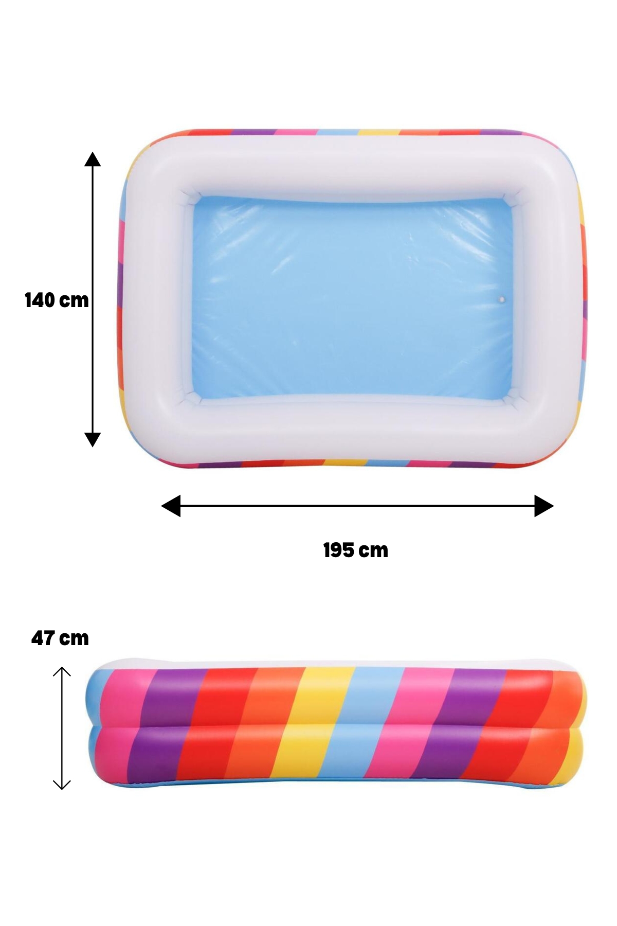 195x140x47 cm Şişme Havuz Pompa Hediyeli – Çift Halkalı Dayanıklı Aile Bahçe Havuzum Tamir Kiti Dahil - Görsel 6